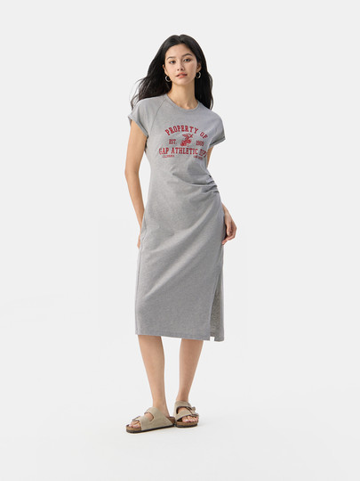 [Cheng Yi Endorsement]Gap Women's 2025 Summer New Logo Split Cotton Short-Sleeve Dress 764855
