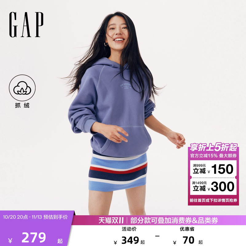 Gap Men's 2026 Winter New Fleece Loose Pullover Hoodie Sweatshirt Warm Top 1Ss624044