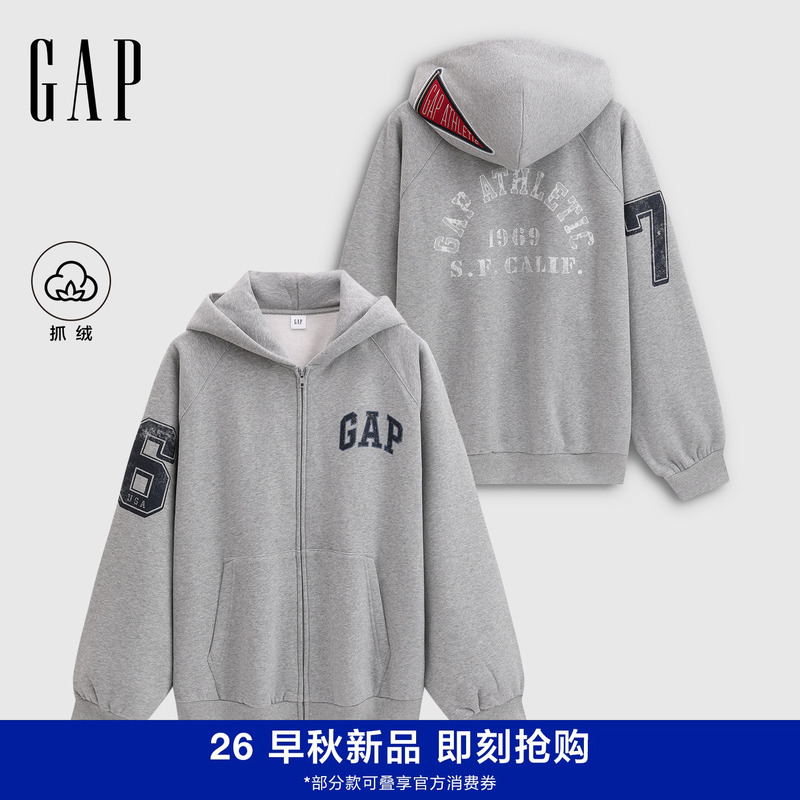 [Same Style as Cheng Yi] Gap Men's and Women's Clothing 2026 Autumn Logo Printed Fleece Hoodie Sweatshirt 788127