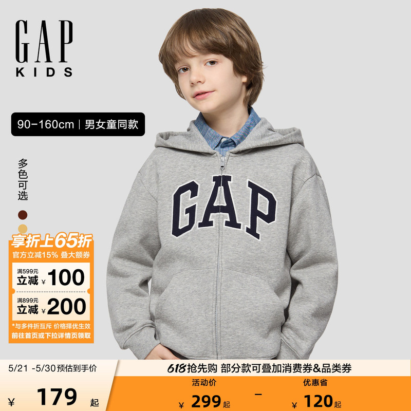 [Same Style for Kids and Adults] Gap New Spring Logo Fleece Hooded Sweatshirt for Men, Women, and Kids 804633