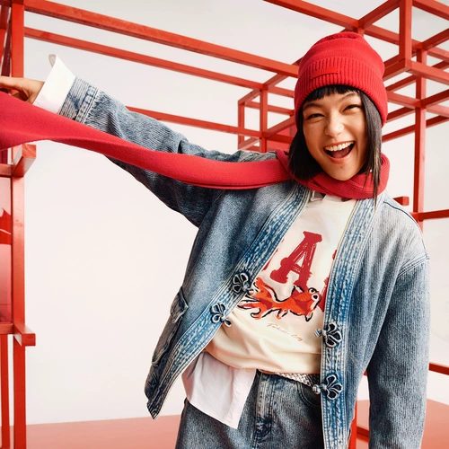 Gap, весенний красный трикотажный мягкий шарф, тренд сезона, с печатью вашего логотипа