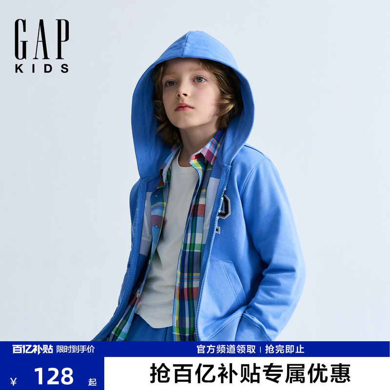 Gap Boys and Girls 2026 Autumn New Patchwork Embroidered Logo Zipper Hooded Sweatshirt Kidsren's Clothing 860919 Gap Boys and Girls 2026 Autumn New Patchwork Embroidered Logo Zipper Hooded Sweatshirt Kidsren's Clothing 860919