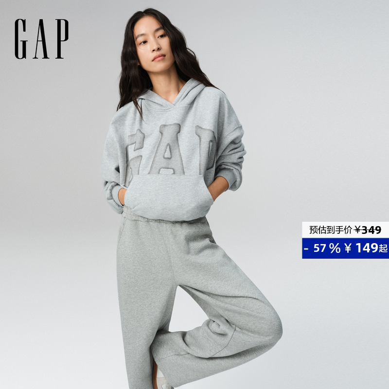 [Cheng Yi Endorsement] Gap Women's Spring New Printed Logo Hooded Sweatshirt with Stacked Sleeves 795527