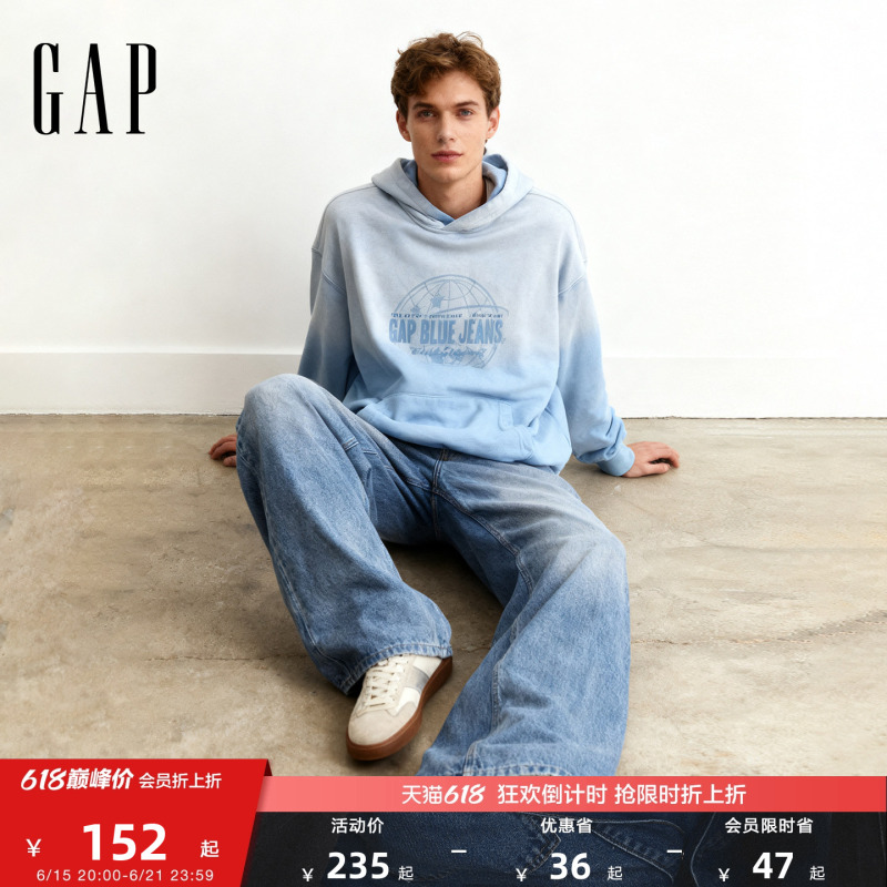 [Cheng Yi Endorsement] Gap Men's and Women's Spring Season Heavyweight Terry Cloth Loose Hooded Sweatshirt 788500