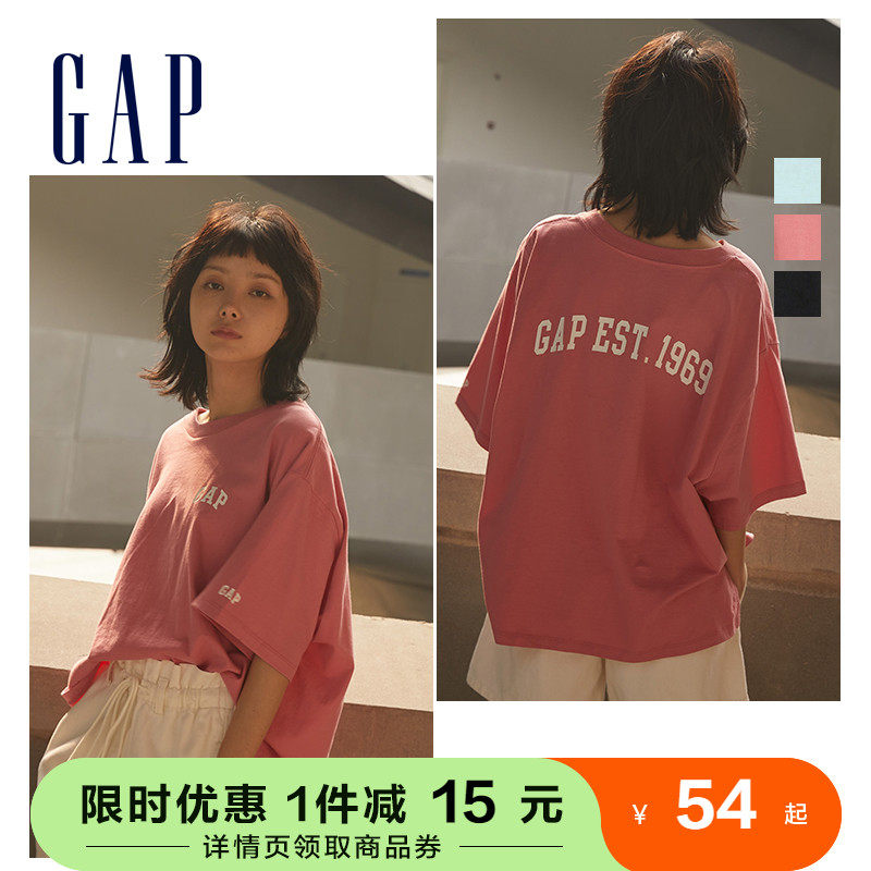 (pro-skin) Gap women's clothing pure cotton LOGO loose short sleeves T-shirt 698851 Summer new sports blouses