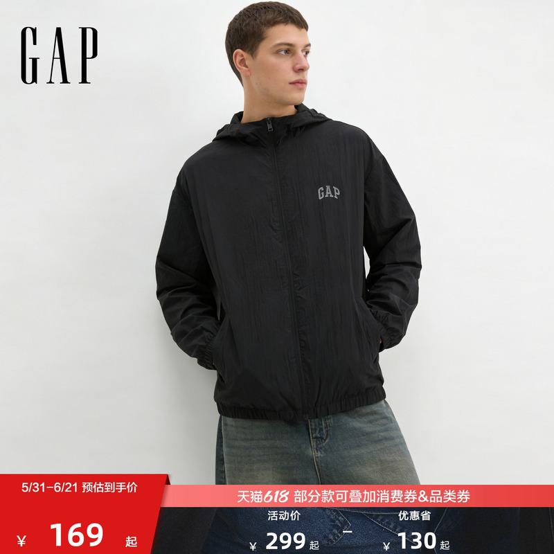 [Cheng Yi Endorsement] Gap Men's and Women's Clothing 2026 Summer Collection Logo Printed Sun Protection Hooded Jacket 854150