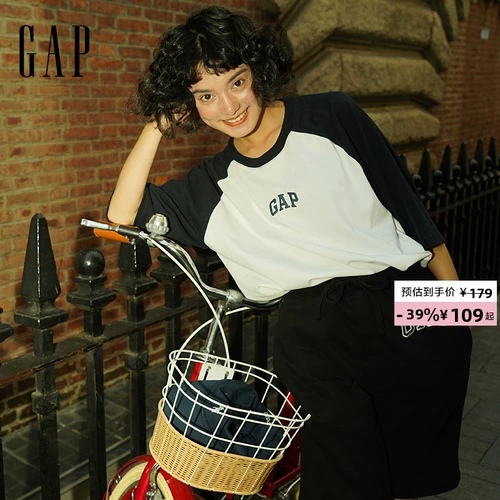 Gap Gap, весенняя хлопковая футболка подходит для мужчин и женщин, с печатью вашего логотипа