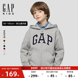 Gap/ новинка осени 2025 года для мальчиков и девочек, флисовый свитер с капюшоном и вышитым логотипом, детская куртка 804633