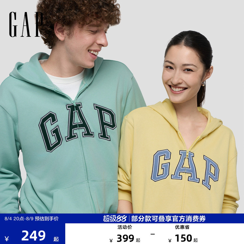 [Cheng Yi Endorsement] Gap Men's and Women's Clothing 2026 Autumn New Logo Embroidered Casual Hooded Sweatshirt 1Ss623701