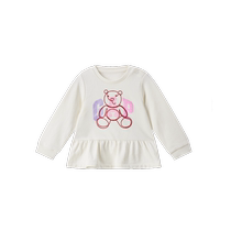 Gap girls toddler 2024 autumn new French hoop weaving bear logo ruffle sweatshirt childrens wear 643192