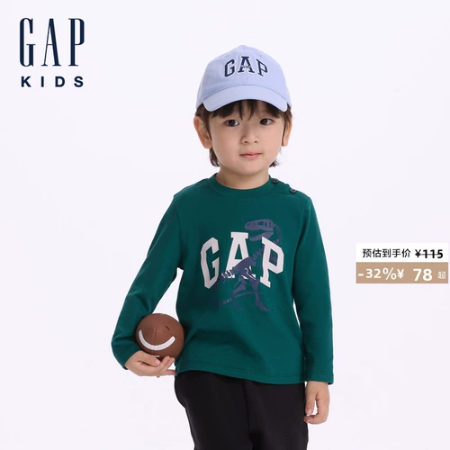 Gap, осенний детский лонгслив для мальчиков, в западном стиле, детская одежда