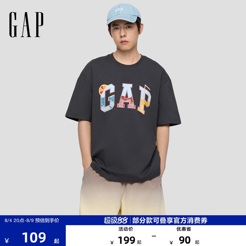[Cheng Yi Endorsement] Gap Men's and Women's Clothing 2026 Summer New Logo Printed Loose Short-Sleeved T-Shirt 854340