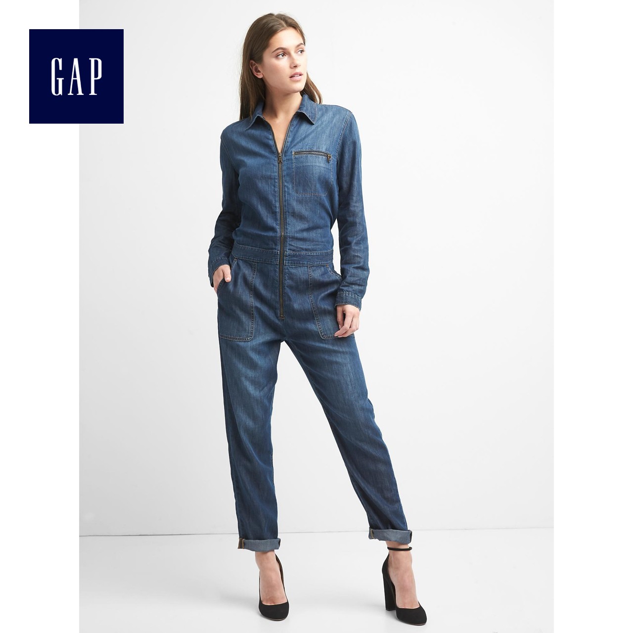gap denim jumpsuit