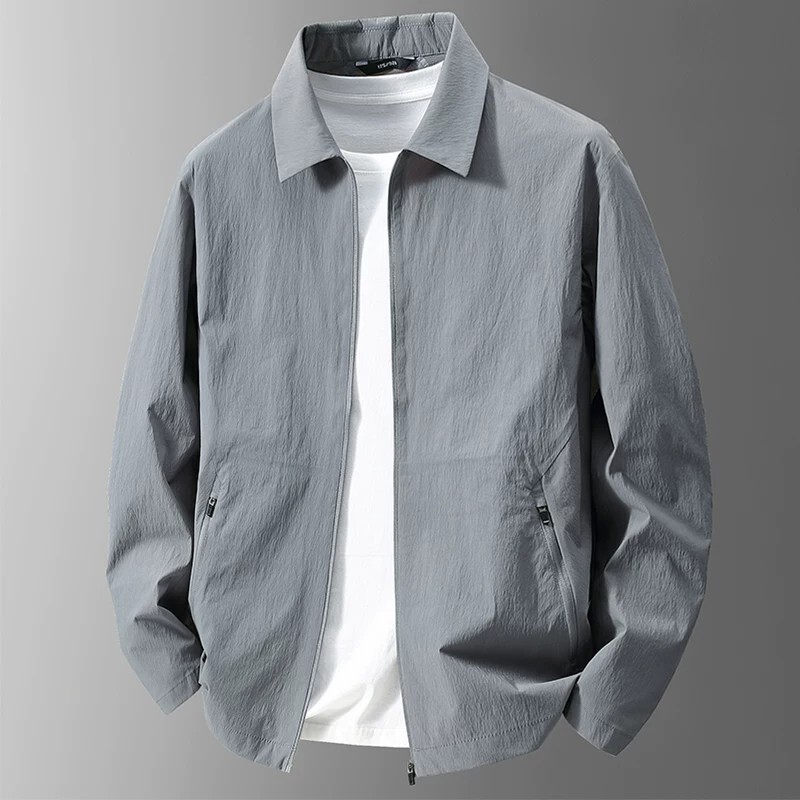Monesr Exports to France~Summer Lightweight Jacket for Men, Large Size Casual Sun Protection Clothing, Middle-Aged Single-Layer Lapel Jacket