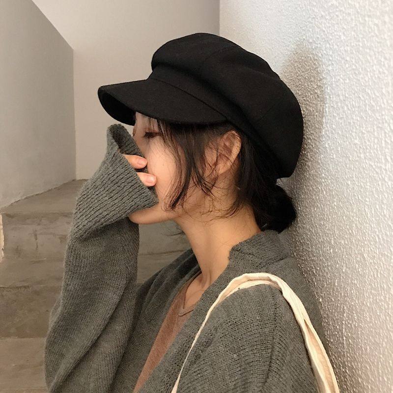 Internet celebrity literary girl Mao Beret octagonal hat autumn Korean version of the versatile autumn and winter duck tongue hat