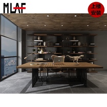 Nordic solid wood desk modern simple loft Industrial style boss computer desk single manager table conference table