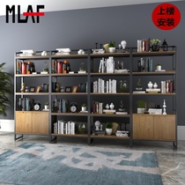 Nordic wrought iron wood partition bookshelf modern simple shelf floor living room industrial wind display rack display cabinet