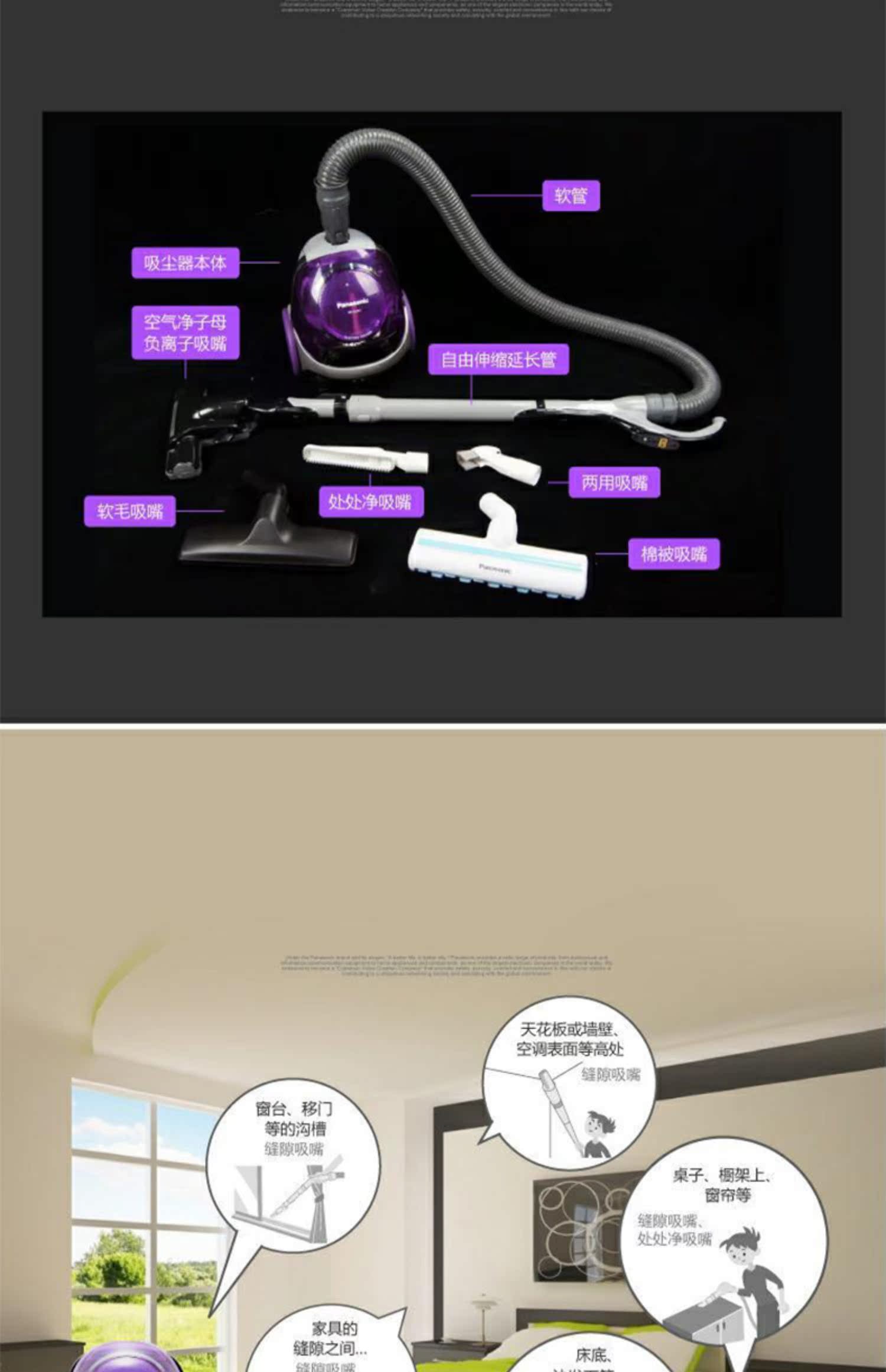 robot medion 19510 Máy hút bụi gia đình Panasonic ngang mạnh mẽ mites máy hút bụi cầm tay thảm CL727 - Máy hút bụi máy hút bụi gỗ