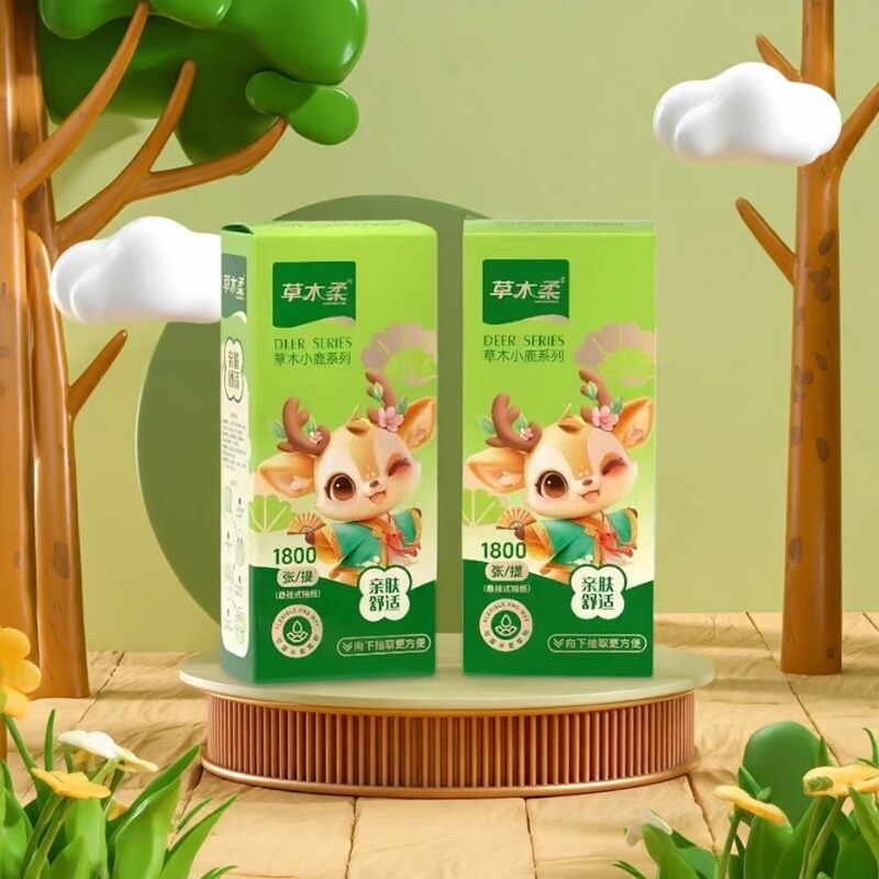 Cao Mu Rou Little Deer 1800-Sheet Hanging Tissue Pack, Household Economical Pack, Napkins, Water-Resistant Facial Tissues Cao Mu Rou Little Deer 1800-Sheet Hanging Tissue Pack, Household Economical Pack, Napkins, Water-Resistant Facial Tissues