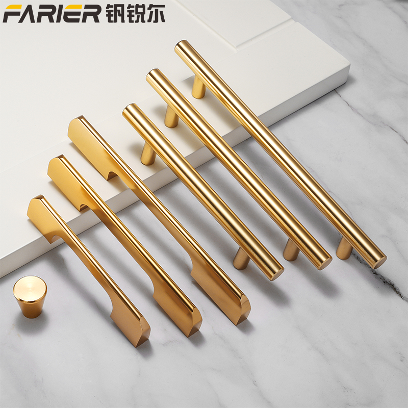 Golden Minimalist Solid Wardrobe Handle Nordic Light Lavish Drawers Overall Cupboard Doors Furniture Hardware Space Aluminum Handle