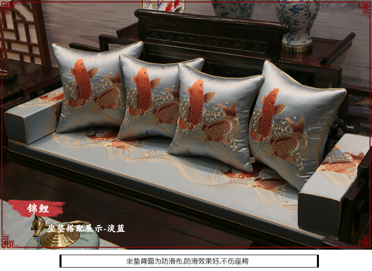 Mới Trung Quốc gỗ gụ sofa đệm gỗ tròn ghế gỗ La Hán đệm giường tùy chỉnh dày xốp mat gối gối ghế nệm ngồi