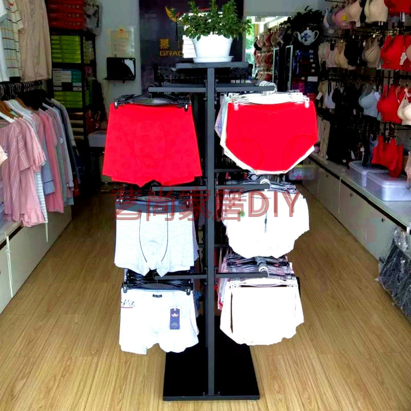 Shopping Mall Lingerie Shelves, Bra Racks, Underwear Hanging Racks, Island-Style Floor-Standing Double-Sided Men's Shorts Display Stands
