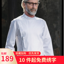 High-end chef work clothes men long sleeve autumn winter clothes French Checked Out Domino hotel dining kitchen