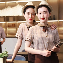 Cake Milk Tea Shop 2021 Waitress Womens Top Catering Cafe Baking Hotel Short Sleeve Summer