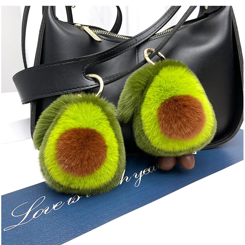 28g Weight Bag Pendant, Keychain Classification 1 Piece Quantity 1 Piece Bag Cattle Avocado Bag Pendant Keychain Plush Real Fur Birthday Women's Cute Bag Pendant Keychain