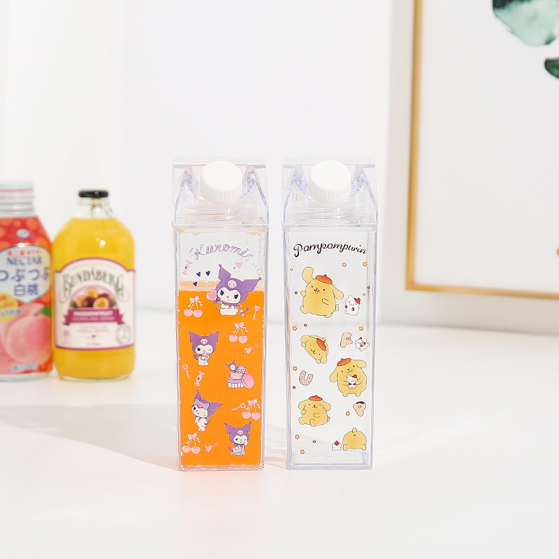 Cartoon Creativity Square Milk Box Styling Water Cup Summer Away Home Transparent Large Capacity Portable Juice Box-Taobao