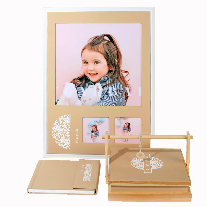 Photo studio high-end photo album three-piece custom baby wedding photo family photo frame photo album making newborn children