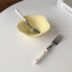 Korean ins style cream white handle stainless steel fork and spoon western food tableware dessert fork and spoon 8354