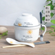 hộp cơm giữ nhiệt cắm điện Phim hoạt hình cốc cốc ăn liền gốm có nắp lớn học sinh dao kéo đặt hộp cơm trưa dễ thương ký túc xá bát đũa đũa nĩa - Hộp cơm điện sưởi ấm hộp cơm hâm nóng bằng điện