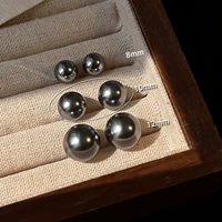 Черные бусины, серьги, 10mm