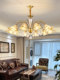 All-Copper American-Style Living Room Chandelier, Crystal Lamp, High-End and Elegant French Vintage Style, Mid-Century Villa Lobby Dining Room Copper Lamp