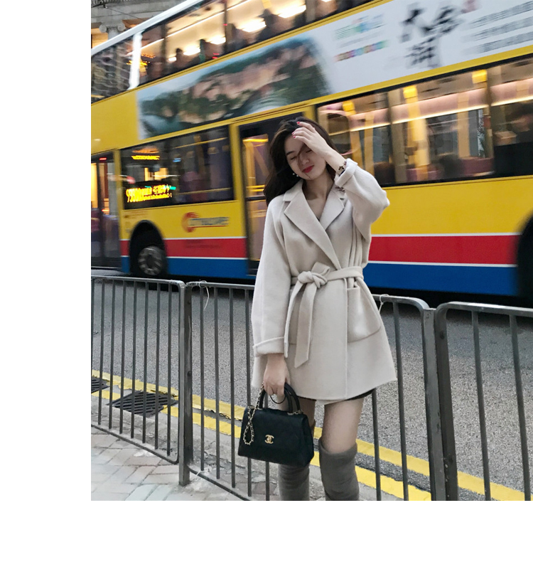 Mùa đông nổi tiếng mới khí chất eo làm bằng tay áo hai mặt cashmere áo len dài nữ áo khoác dạ nữ dài