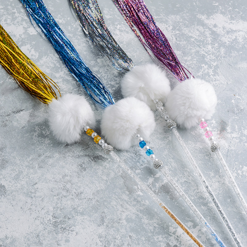 Handmade Cat Teaser Stick Rabbit Fur Ball Laser Wire Cat Toys Pet Toys Cat Teaser Toys