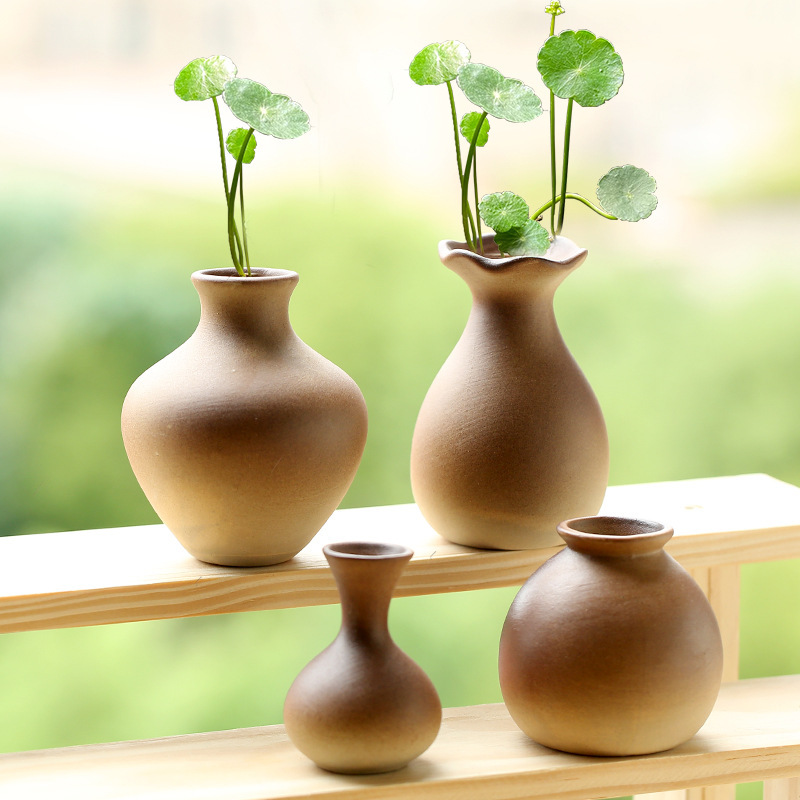 Rustic Ceramic Vase, Versatile Chinese Zen Style, Retro Office Hydroponic Small Flower Arrangement, Ceramic Indoor Desktop Ornament, Flower Vessel