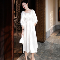 Rosewang 40 mm heavy weight silk heavy crepe court sleeve Goddess dress Five-point sleeve loose waist dress summer