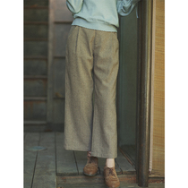 5-18QDK-059 (Siyuan) past and present literary wool blended Plaid nine-point straight trousers are not returned