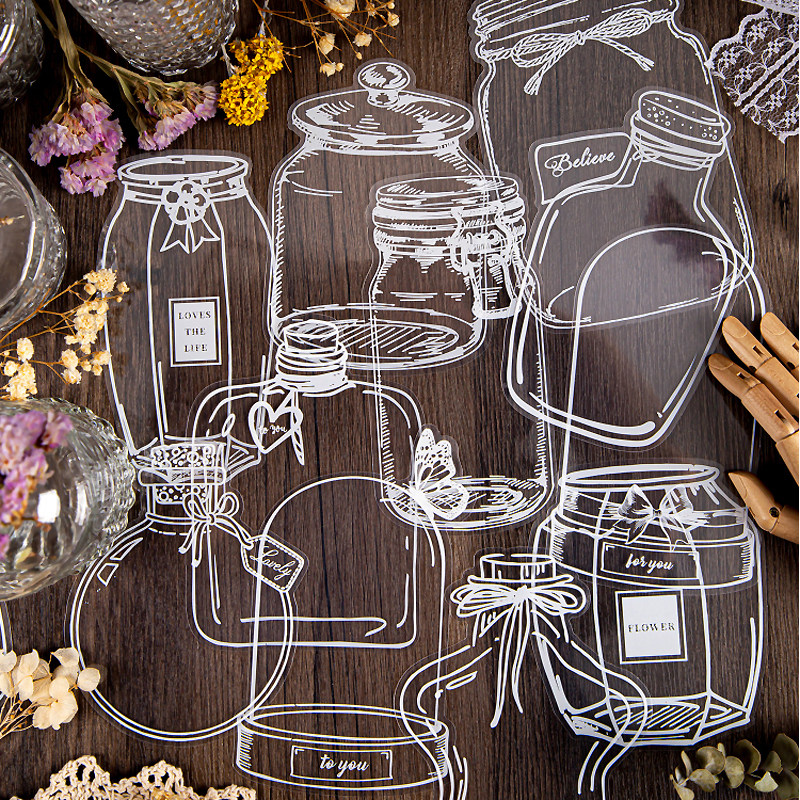 Strangeness Dream Collector PET Stickers Bag Minima Glass Bottle Transparent Waterproof Hand Ledger Dried Flower Bookmarking Applid