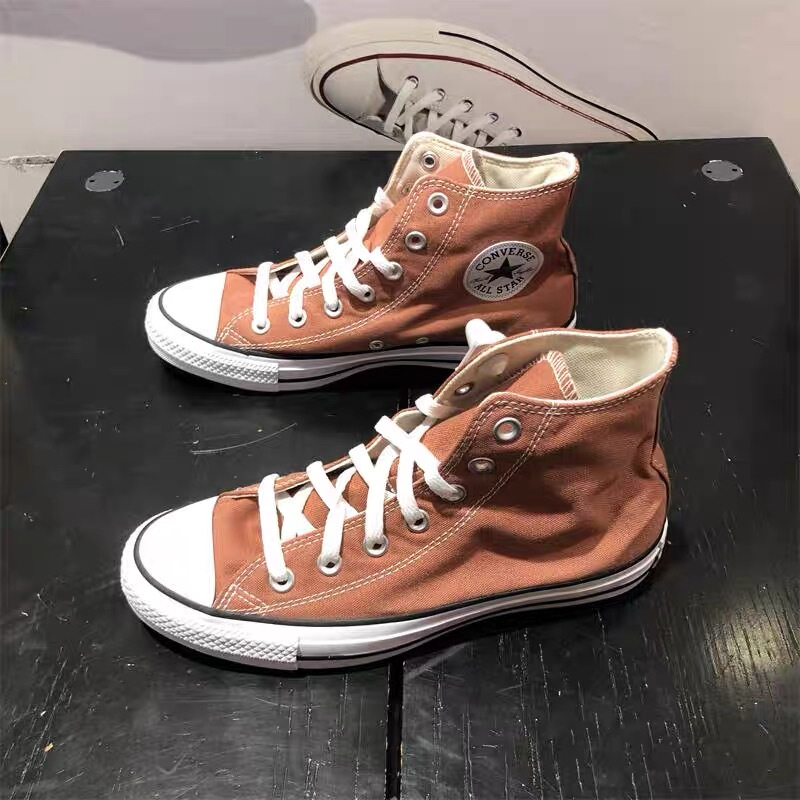 Converse All Star Maillard Brown Men's and Women's High-Top Breathable Casual Canvas Shoes A08578C