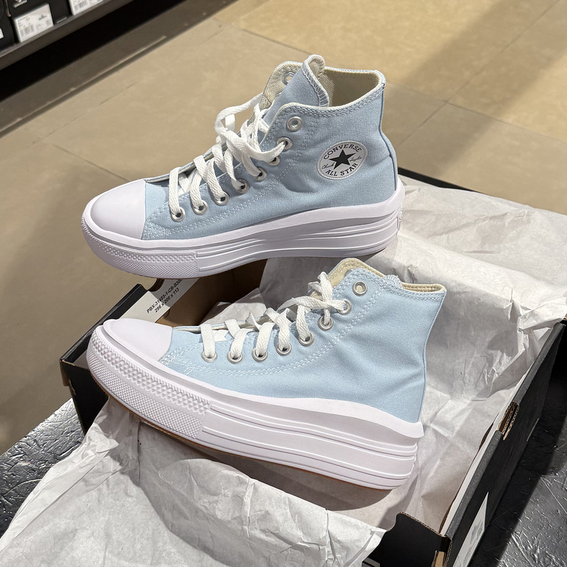 Authentic Converse Move Ultra-Light Sky Blue Thick-Soled Cloud Shoes High-Top Canvas Shoes A16968C