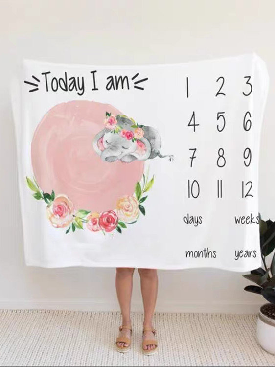 Baby photography commemorative digital blanket baby flannel blanket elephant giraffe baby photography commemorative background blanket