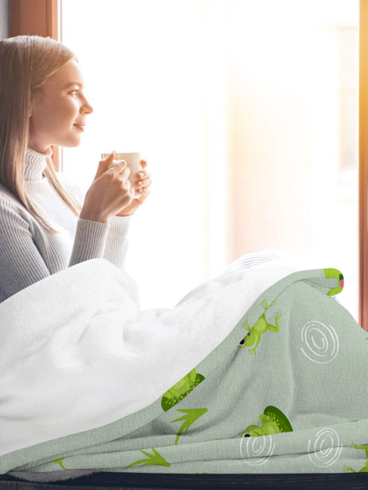 Cartoon flannel blanket, cute frog blanket, soft and skin-friendly bed, sofa, air conditioner, four-season warm shawl blanket