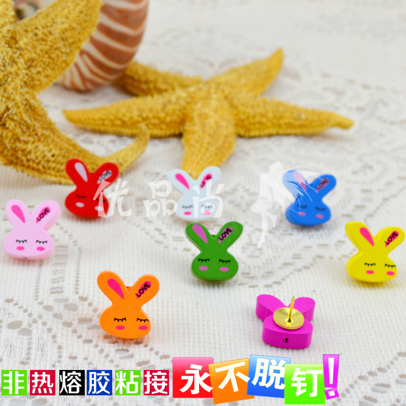 7 colors 7 grain wood rabbit head wall nail workword according to nail nail wall colored nail creative cork big head figure nail