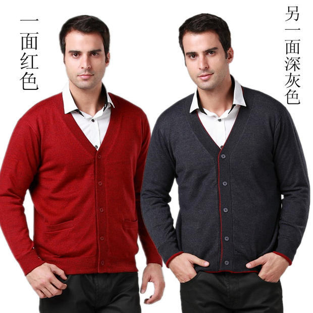 Mùa thu và mùa đông trung niên áo len cardigan cashmere áo len dày mở cha của cha người đàn ông áo khoác cộng với phân bón XL