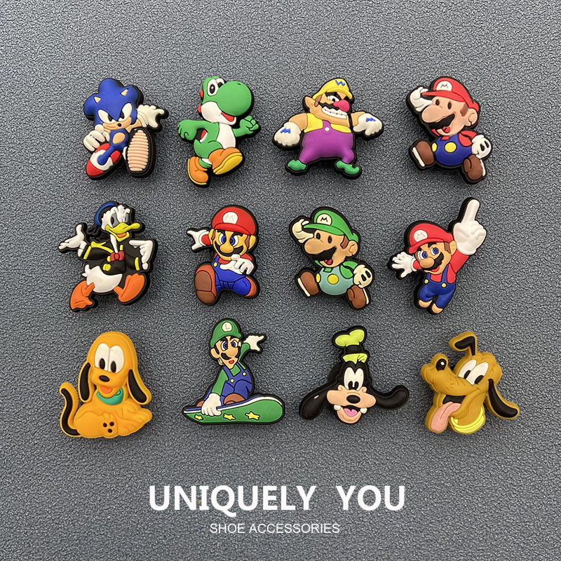 New Crocs Shoe Charms Accessories for Clogs, Shoe Buckles, Decorative Cartoon Accessories, DIY Mario Set