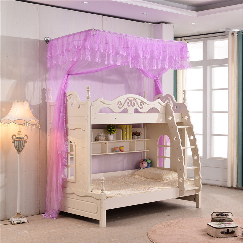 Nail wall bunk bed high and low mother bed mosquito net children upper and lower bunk one-piece heightened floor-to-ceiling telescopic mosquito net