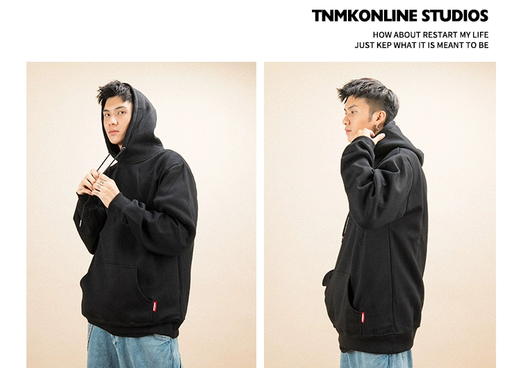 Quốc gia gốc hip hop cặp vợ chồng áo hoodie rắn màu oversize nam và nữ sinh viên đầu cộng với áo len nhung lỏng